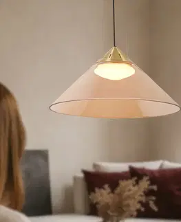 Lampa wisząca Presto 42 szklana złota z kloszem bursztynowym nad stół GX53