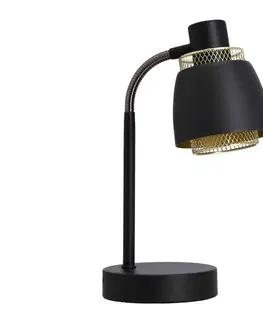 Stolová lampa Aleksandria, tienidlo e14, čierne+zlaté