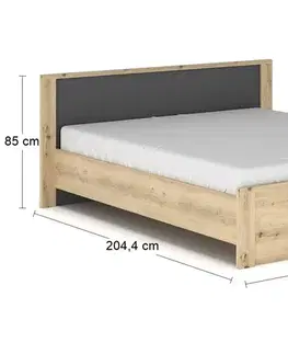NABBI Daicos LB-160 manželská posteľ s roštom 160x200 cm dub artisan / sivá