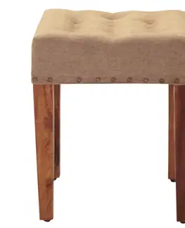 Polstrovaný taburet s poťahom 40x45x40 indický masív palisander