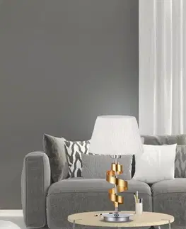 Stolová lampa chróm/zlatá kancelárska biela tienidlo Denis