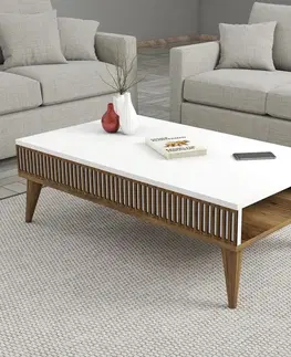 Konferenčný stolík Milan - Walnut, White