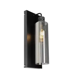 Moderná nástenná lampa čierna s dymovým sklom - Stavelot