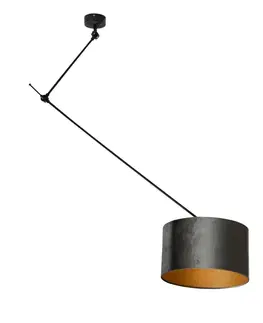 Závesná lampa čierna so zamatovým tienidlom zelená 35cm - Blitz