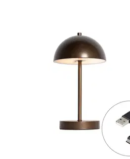 Vonkajšia stolná lampa tmavý bronz nabíjateľná vrátane LED 3-stupňové stmievanie - Keira