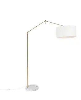 Moderná stojaca lampa zlatá s tienidlom bielym 50 cm nastaviteľná - Editor
