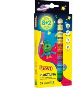 JOVI plastelína Glow 10x15g ( 8 základných farieb + 2 svietiace v tme)