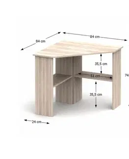 KONDELA Rony New rohový pc stolík dub sonoma