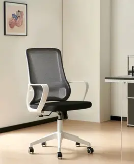 KONDELA Jadel kancelárske kreslo tmavosivá / čierna / biela
