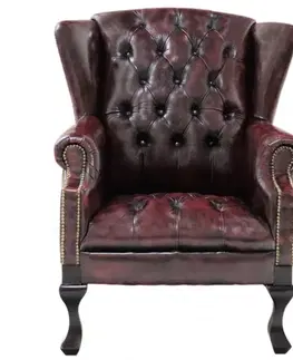 Kreslo Chesterfield Chester z pravej hovädzej kože New Red