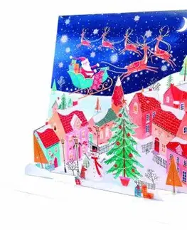 3D Blahoželanie - Santa Claus lieta nad mestom