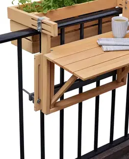 Debnička na sadenice s vyklápacím stolíkom na balkónové zábradlie