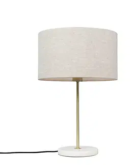 Stolná lampa mosadz s sivým tienidlom 35 cm - Kaso