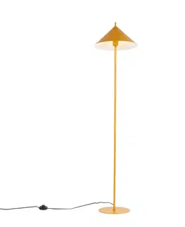 Dizajnová stojaca lampa žltá - Triangolo
