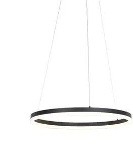 Dizajnové závesné svietidlo čierne 60 cm vrátane LED 3-stupňové stmievateľné - Anello