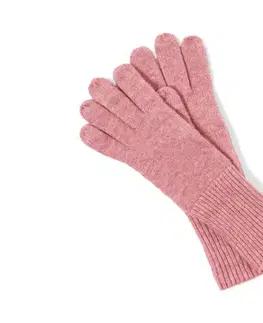 Pletené rukavice s vlnou, ružové