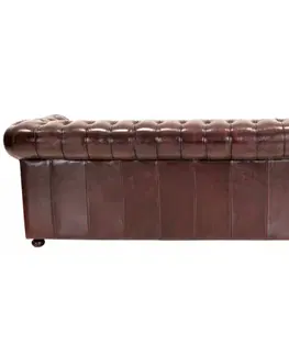 Pohovka trojmiestna Chesterfield Manchester z pravej hovädzej kože New Red