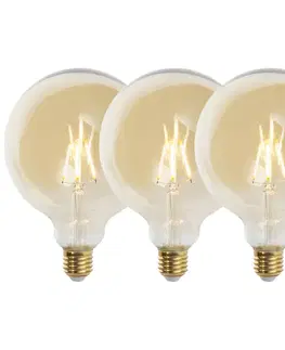 Sada 3 stmievateľných LED žiaroviek E27 G125 zlatá 5W 450lm 2200K