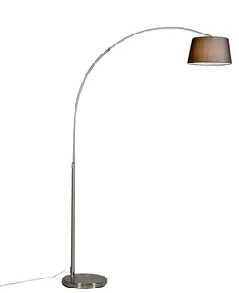 Moderná oblúková stojaca lampa oceľ s čiernym textilným tienidlom - Arc Basic
