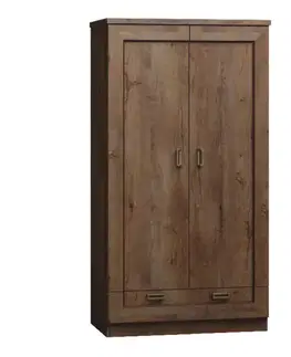 KONDELA Tedy T7 2D rustikálna šatníková skriňa dub lefkas