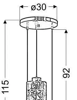 Závesná lampa s chrómovými tienidlami z dosky a skla 3D 3x40W Nocturno