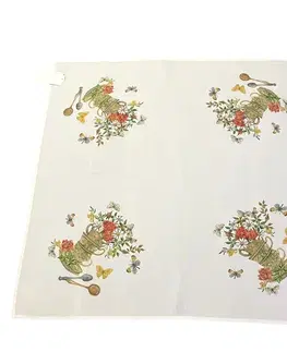 Vyšívaný obrus štvorec hnedé kvety 85x85 cm TiaHome