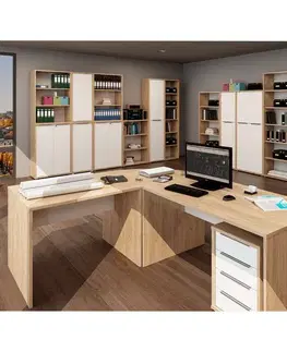 KONDELA Rioma Typ 07 policová skriňa dub artisan / biela