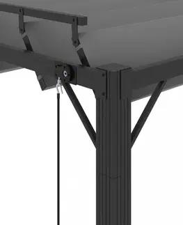 Pergola s lamelovou strechou 3 x 4 m hliník / látka Dekorhome