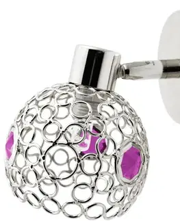 Nástenná lampa chróm + fialová bodová lampa Aron