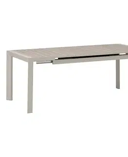 DEOKORK Hliníkový stôl VANCOUVER 142/202x90 cm (ivory)