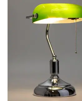 BRILAGI - Stolná lampa BANK OFFICE 1xE27/60W/230V lesklý chróm/zelená L352-ZE/CHR