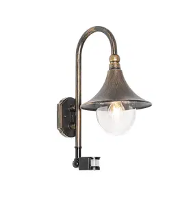 Vonkajšia nástenná lampa starožitné zlato IP44 vrátane snímača pohybu - Daphne