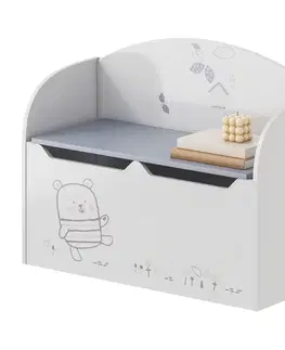 KONDELA Bear truhlica na hračky biela