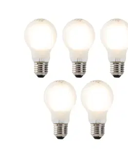 Sada 5 LED žiaroviek E27 Filament A60 matné sklo 4W 450lm 2700K