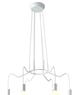 Závesná stropná lampa, matná biela, 6x40W, Basso