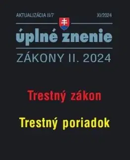 Zákony 2024 II aktualizácia II 7 - Trestný zákon, Trestný poriadok