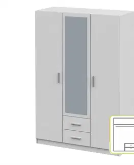 KONDELA Invita Typ 2 3D šatníková skriňa so zrkadlom biela