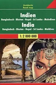 India Bangladéš Bután Nepal - mapa 1:2mil.