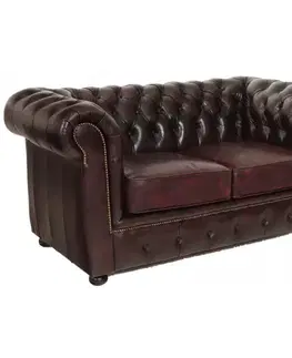 Pohovka dvojmiestna Chesterfield Liverpool z pravej hovädzej kože New Red