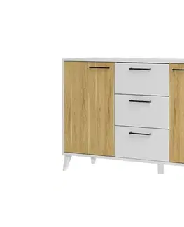 BOSKO 45 komoda, biela matná / americký orech svetlý