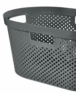 CURVER Kôš na čistú bielizeň INFINITY DOTS 40L recyklovaný plast | tmavosivá