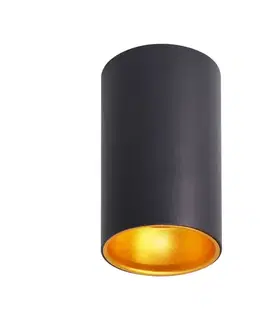 STROPNÉ SVIETIDLÁ TUBA ČIERNA 1X15W GU10 REFLEXNÉ ZLATÉ STR. 7 cm