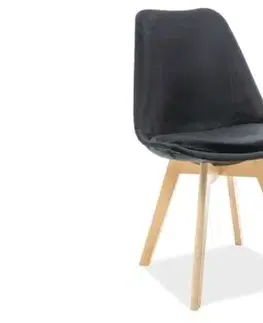 Signal Jedálenská stolička DIOR VELVET buk | čierna