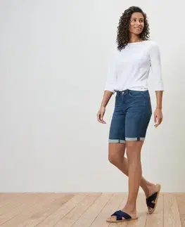 Džínsové bermudy – strih »Lea«, tmavomodrý denim