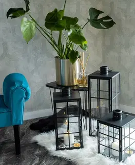 KONDELA Elijar Typ 1 kovový lampáš 32,5 cm čierna