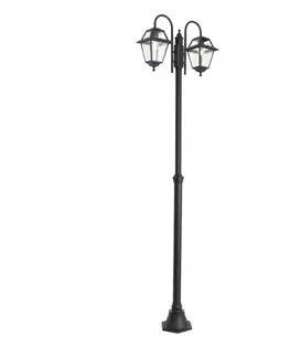 Klasická vonkajšia lampa čierna 235 cm 2-svetlo IP44 - Berta