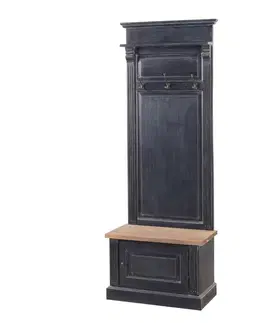 Dekoria Šatník Bradford do predsiene 79 x 45 x 210 cm old black & natural, 79 x 41 x 210 cm