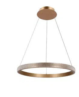 ZÁVESNÁ LAMPA HASHIM 60 CM MATNÁ TMAVO ZLATÁ 34W LED KRYŠTÁLY ČÍRE