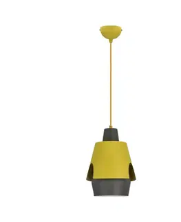 Závesná lampa žltá/sivá E27 Falun Ledea