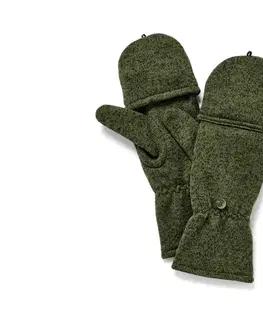 Odklápacie palčiaky z pleteného flaušu, kaki